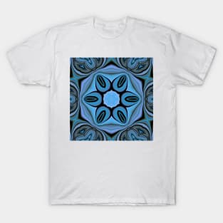 vivid shades of turquoise blue floral fantasy in square format T-Shirt